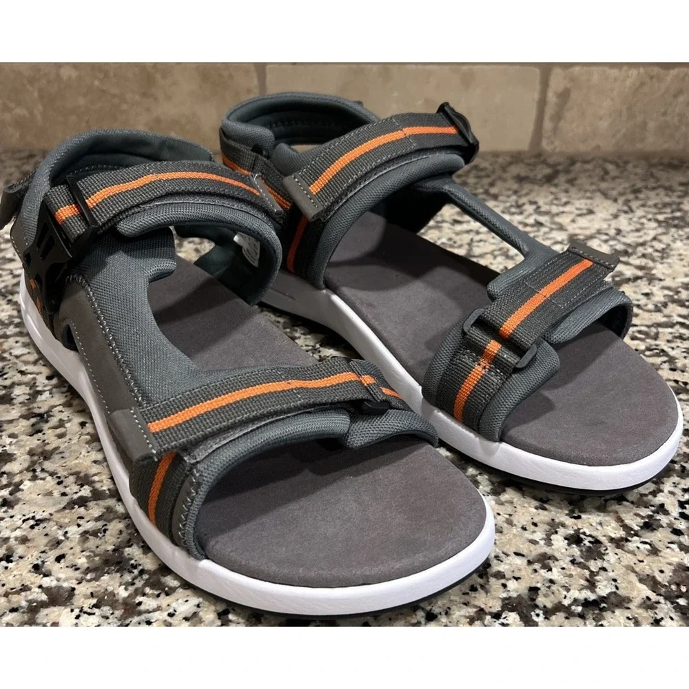 New Propet Eli Strap River Mens Grey Open Toe Sandals MSV031N Size 13 X Wide EEE